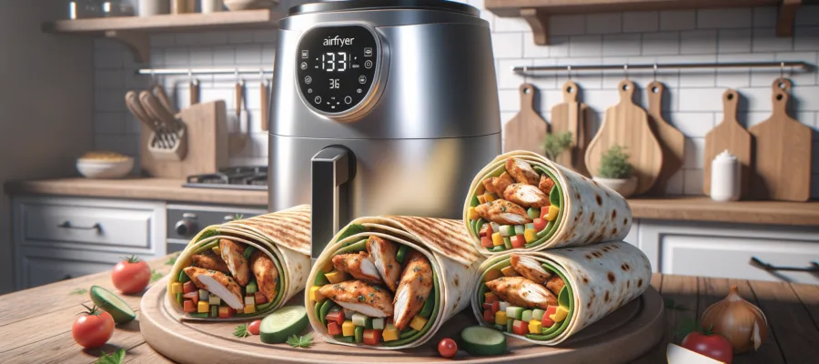 Airfryer Wraps mit Haehnchen und Gemuese